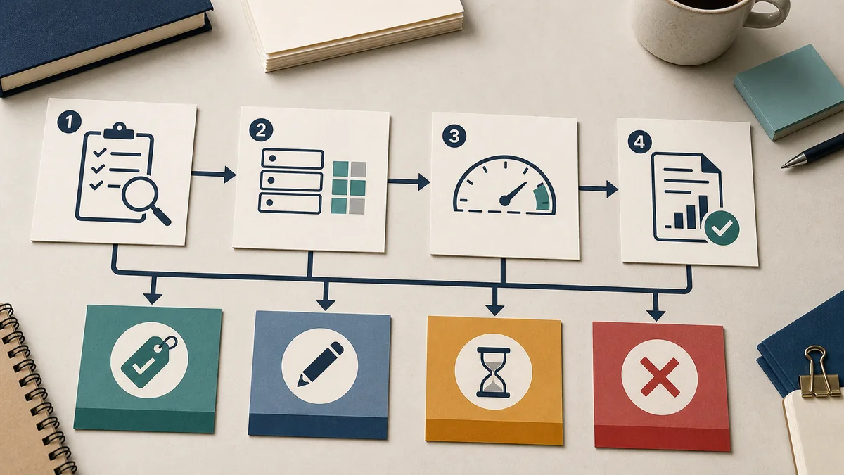 Workflow map for checking package evidence, trafficable inventory, experience limits, and reporting handoff before deal action.