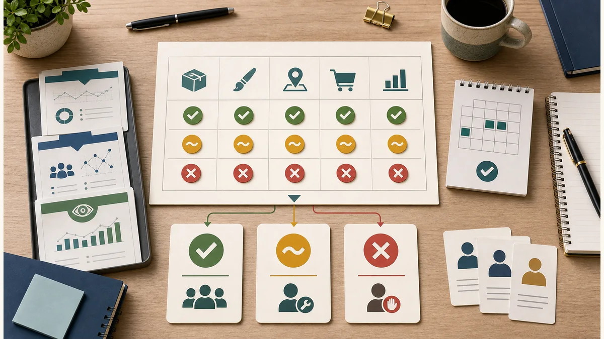 Final campaign launch decision board showing ready, revise, and hold outcomes after package, creative, destination, inventory, and measurement checks.