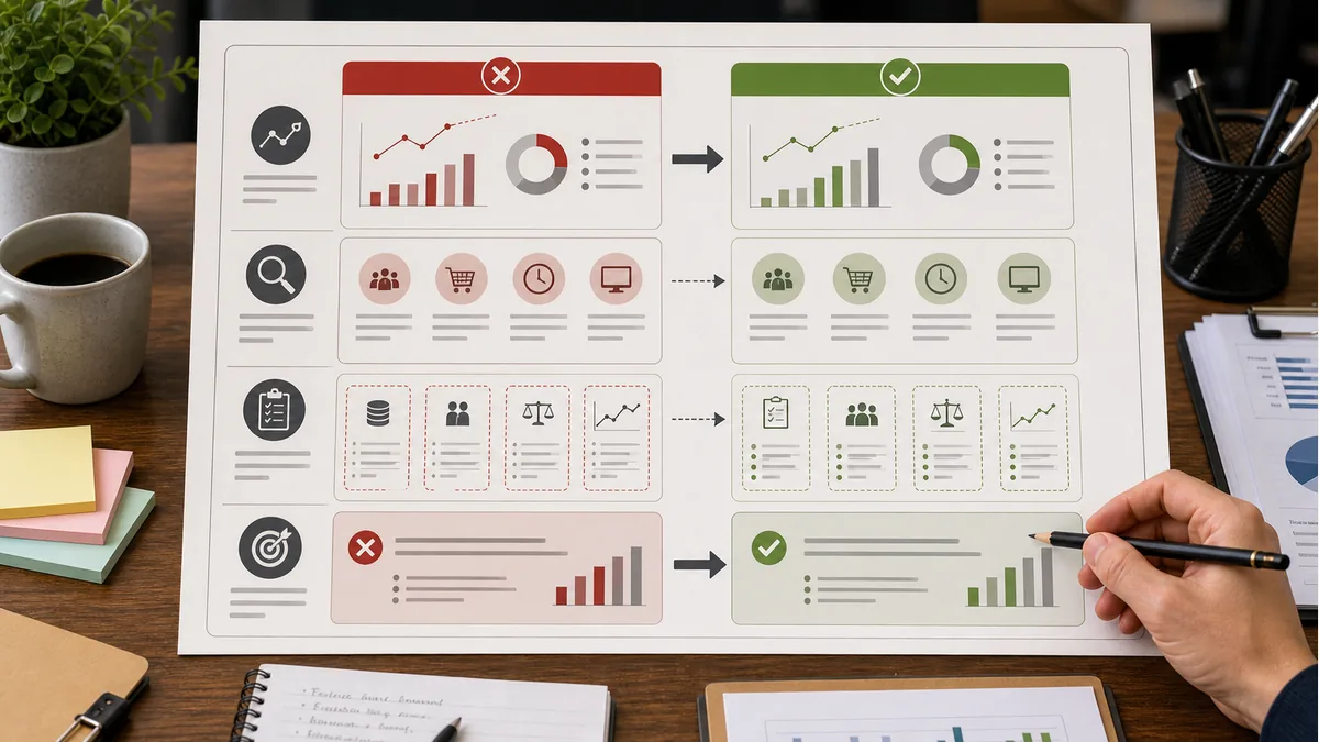 campaign diagnosis note board with result pattern likely cause evidence needed and supportable close