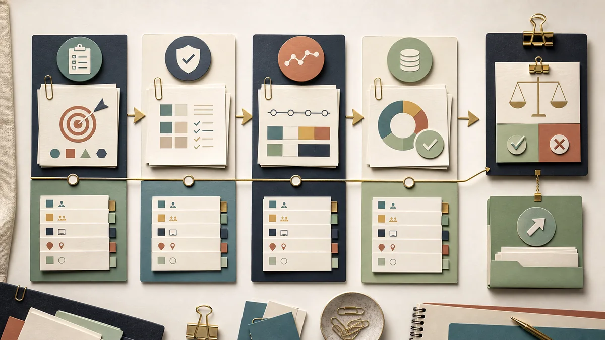 Private marketplace campaign measurement workflow moving from launch brief to delivery QA, mid-flight checks, data close, and final readout decision.