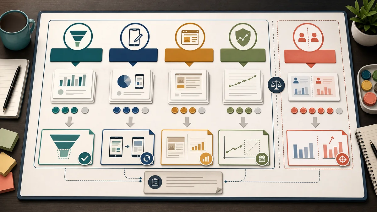 Private marketplace package performance decision board sorting renewal, revision, separate native reporting, and lift-test planning actions by evidence strength.