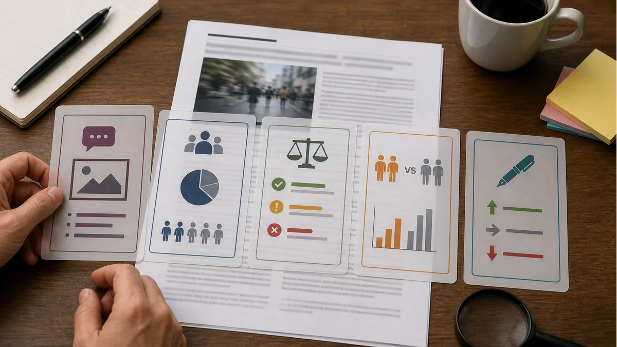 transparent analysis layers over an article draft